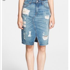 Rag & Bone Distressed Denim Skirt Jean